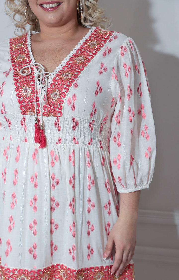 Vestido coral bordado - VESTIDO XL Boutiquemirel 