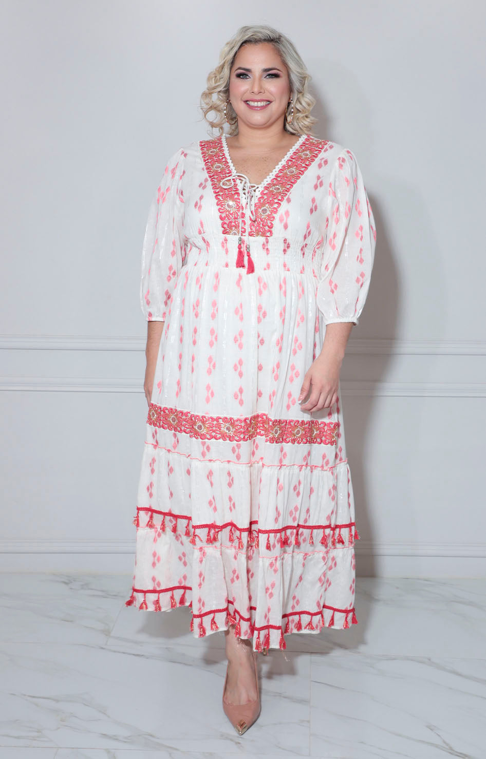 Vestido coral bordado - VESTIDO XL Boutiquemirel 