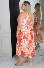 Vestido plisado estampado