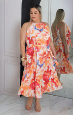 Vestido plisado estampado