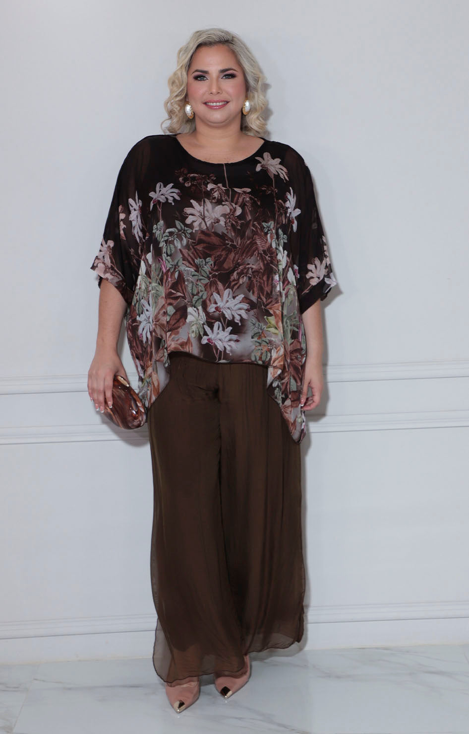 Conjunto café con flores - CONJUNTO Boutiquemirel 