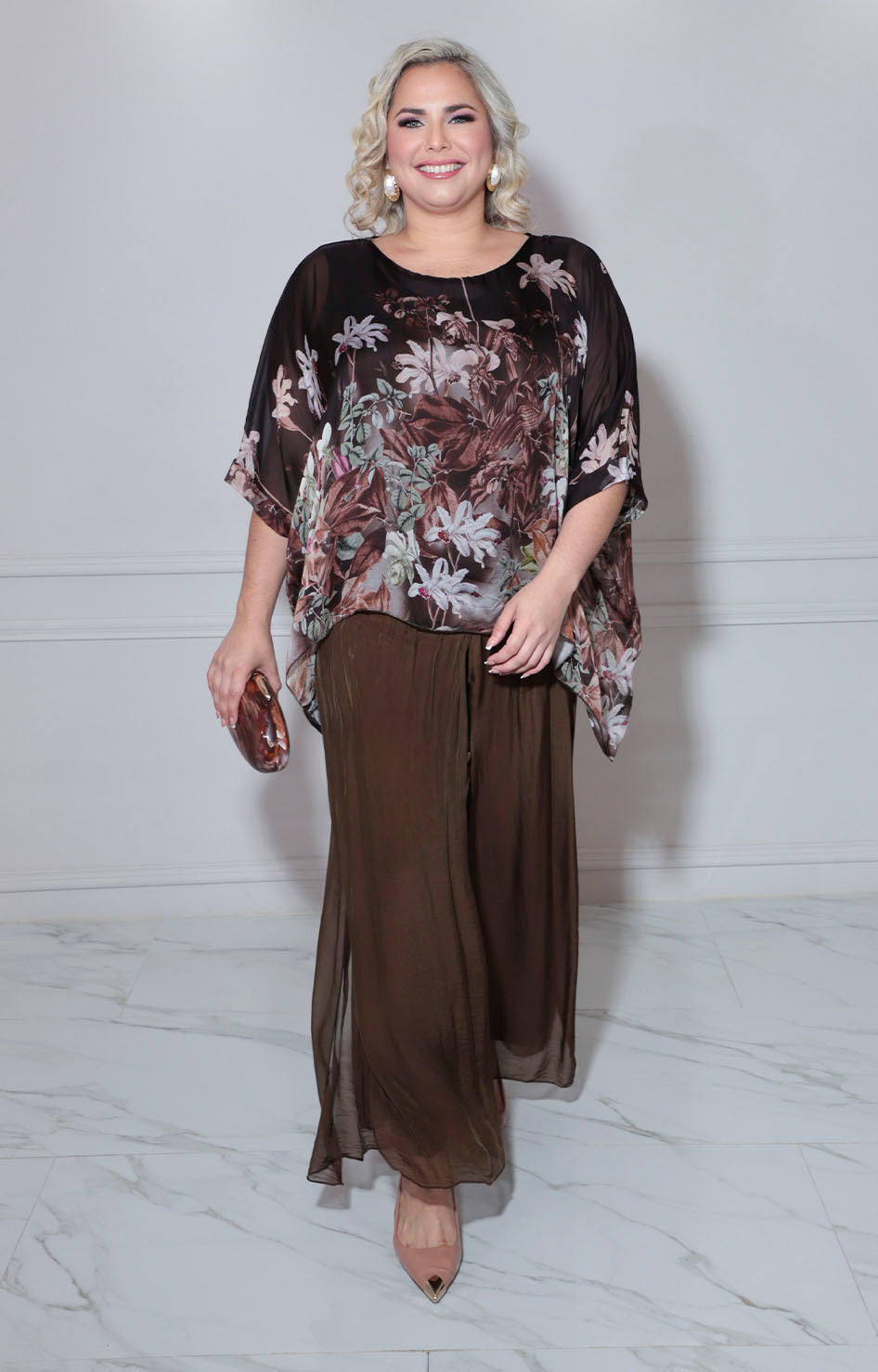 Conjunto café con flores - CONJUNTO Boutiquemirel 