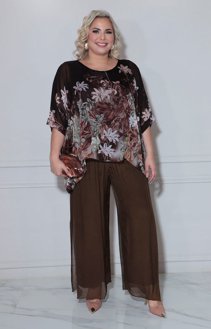 Conjunto café con flores - CONJUNTO Boutiquemirel 