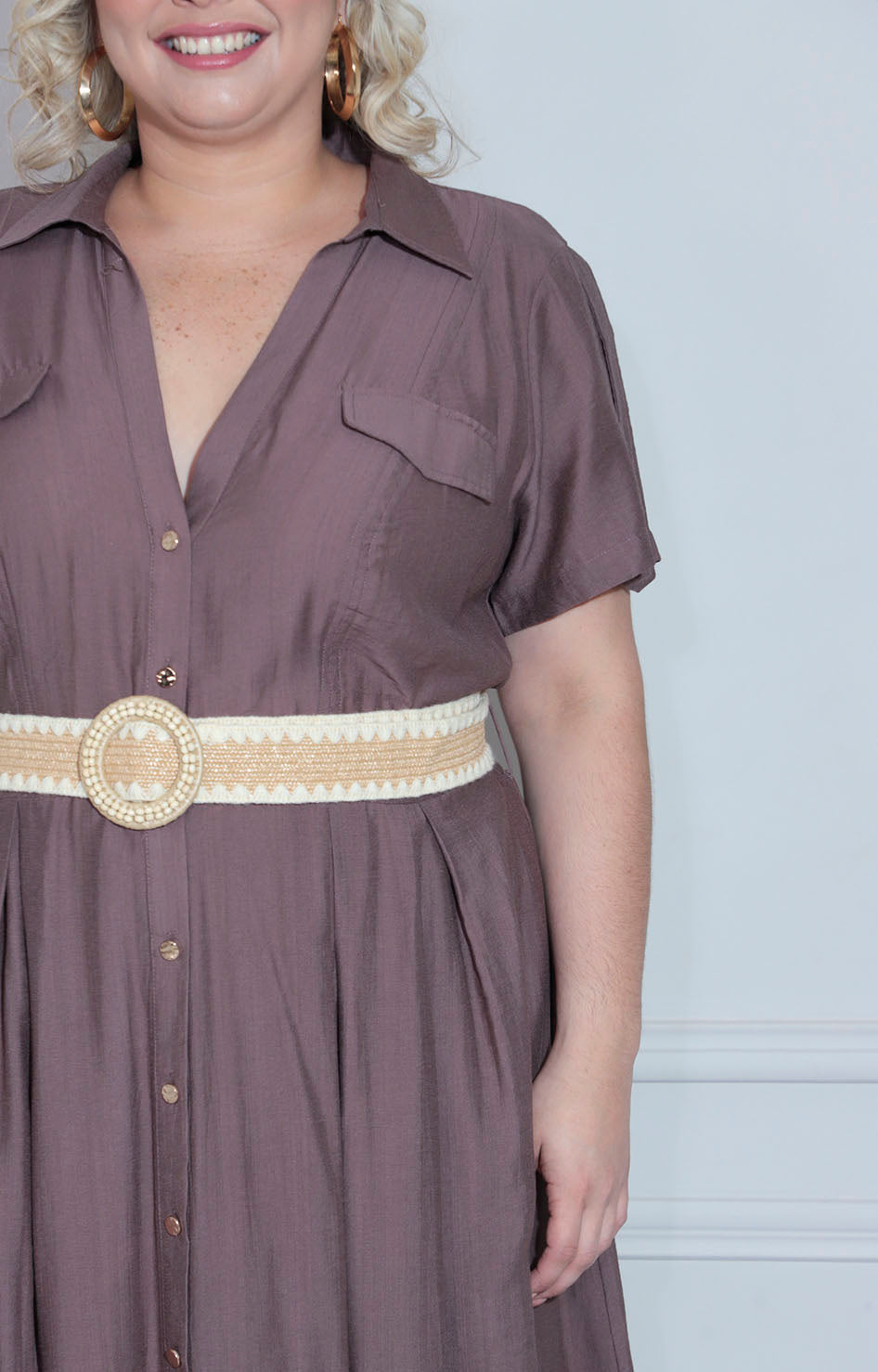 Vestido café con cinturón - VESTIDO XL Boutiquemirel 