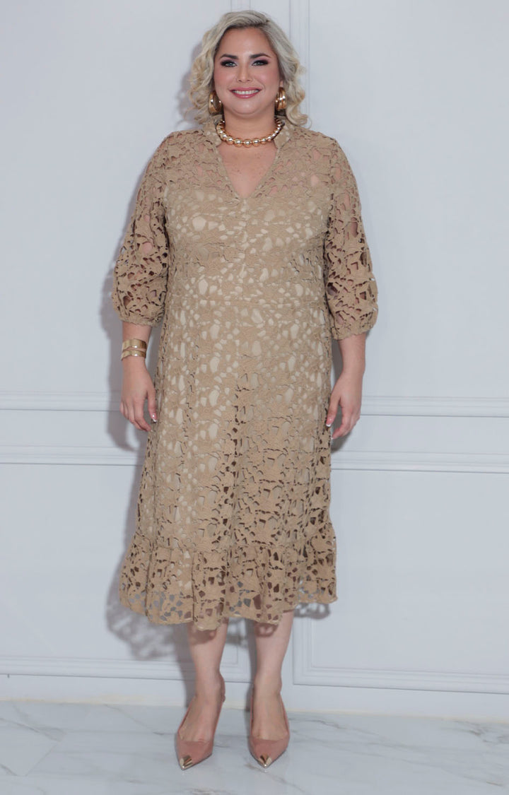 Vestido beige en guipure - VESTIDO XL Boutiquemirel 