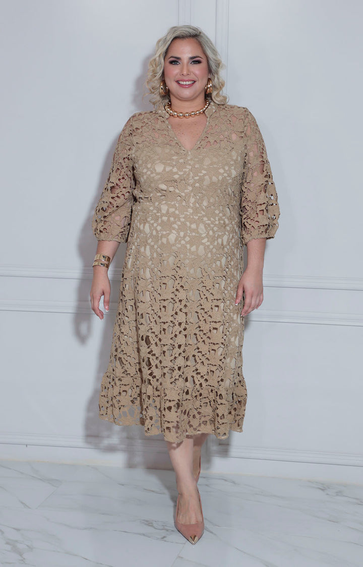 Vestido beige en guipure - VESTIDO XL Boutiquemirel 