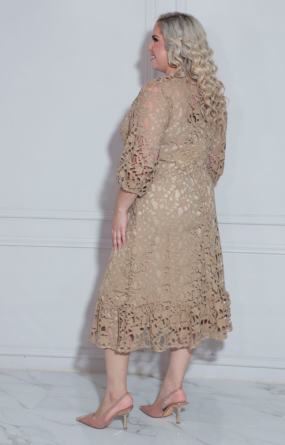 Vestido beige en guipure - VESTIDO XL Boutiquemirel 