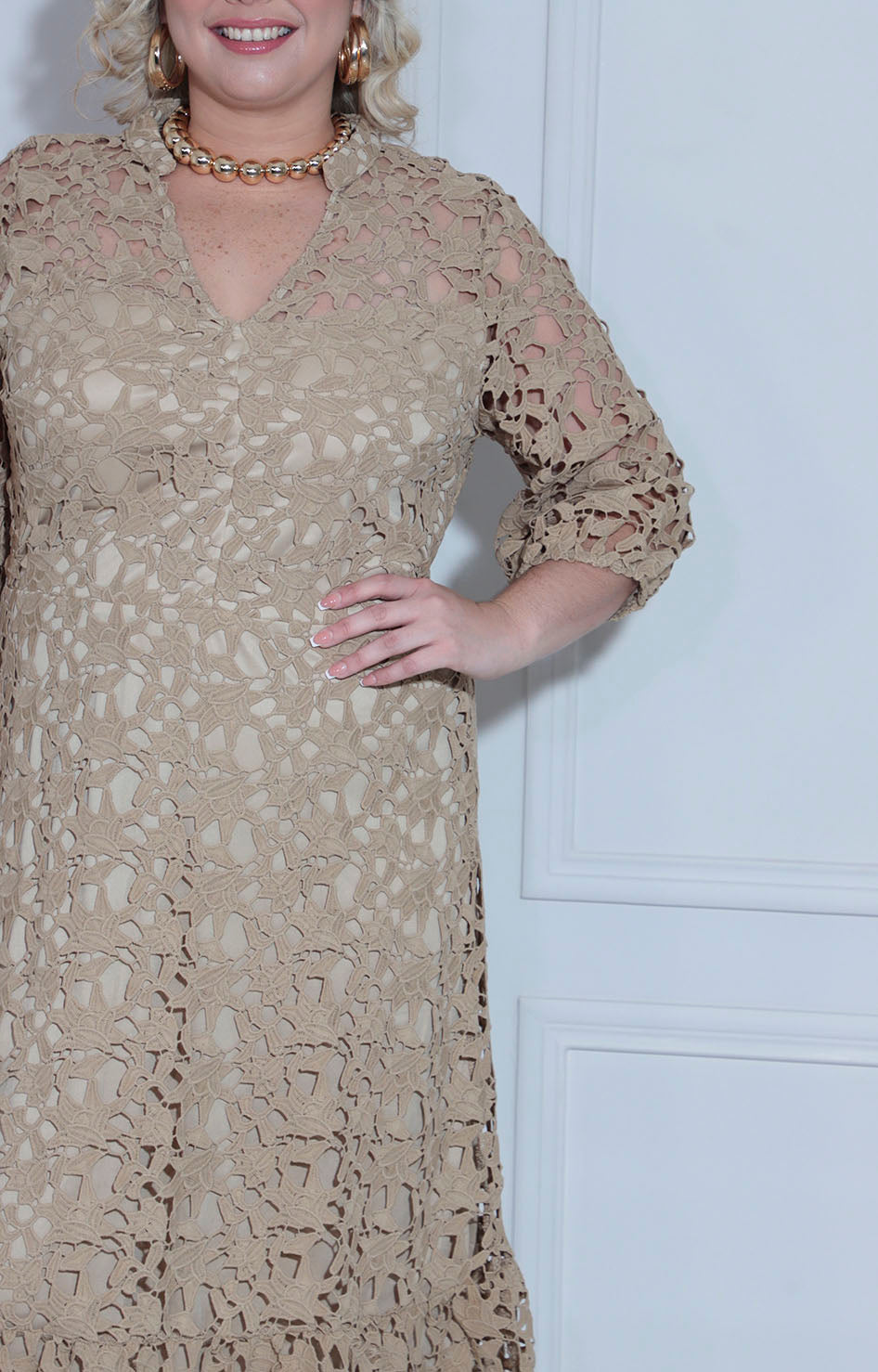 Vestido beige en guipure - VESTIDO XL Boutiquemirel 