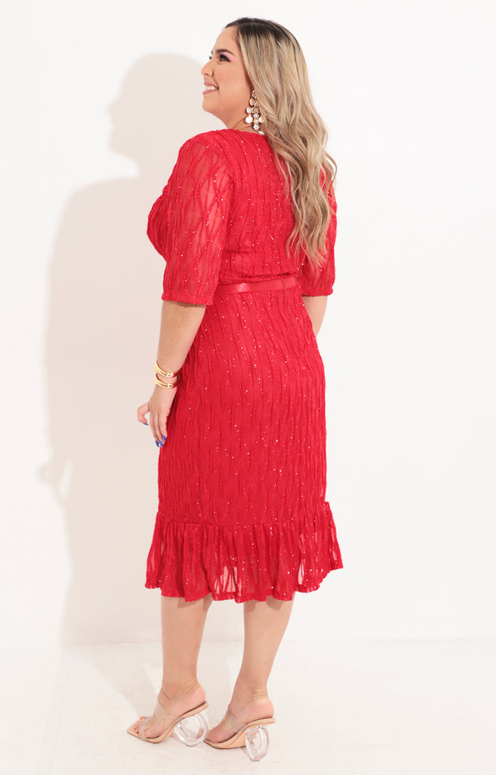 Vestido corto con encaje rojo - VESTIDO Boutiquemirel 