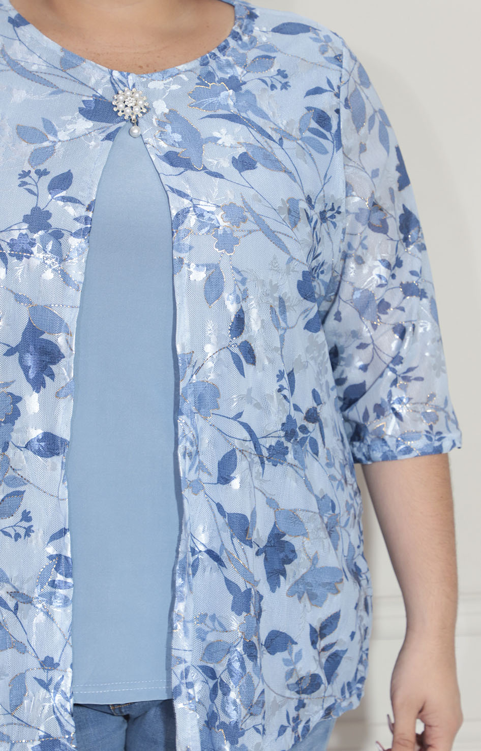 Blusa azul con flores - BLUSA XL Boutiquemirel 