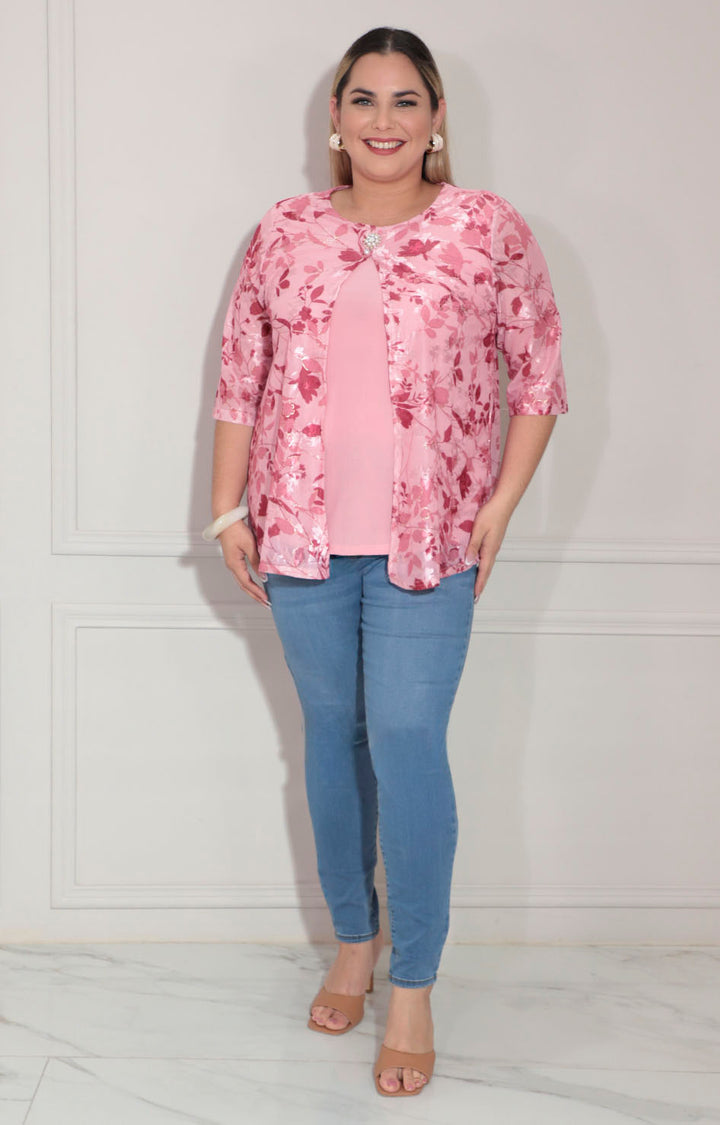 Blusa rosa estampada - BLUSA XL Boutiquemirel 