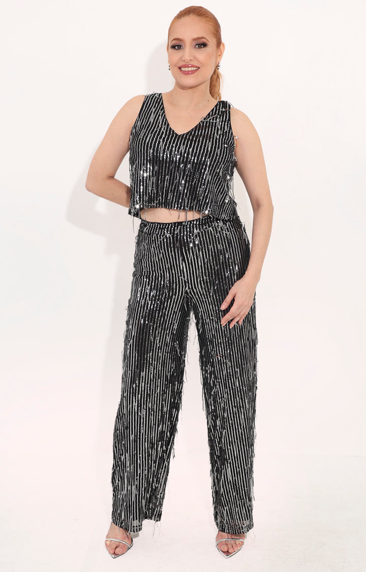 Pantalon negro con lentejuela - PANTALON Boutiquemirel 