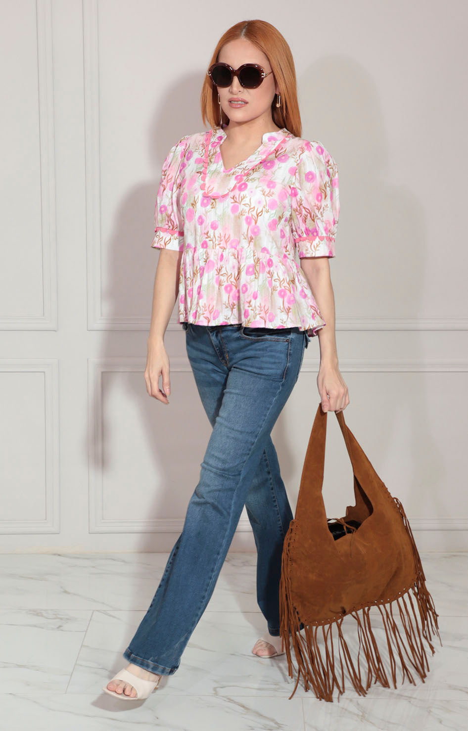 Blusa rosa estampada - BLUSA Boutiquemirel 