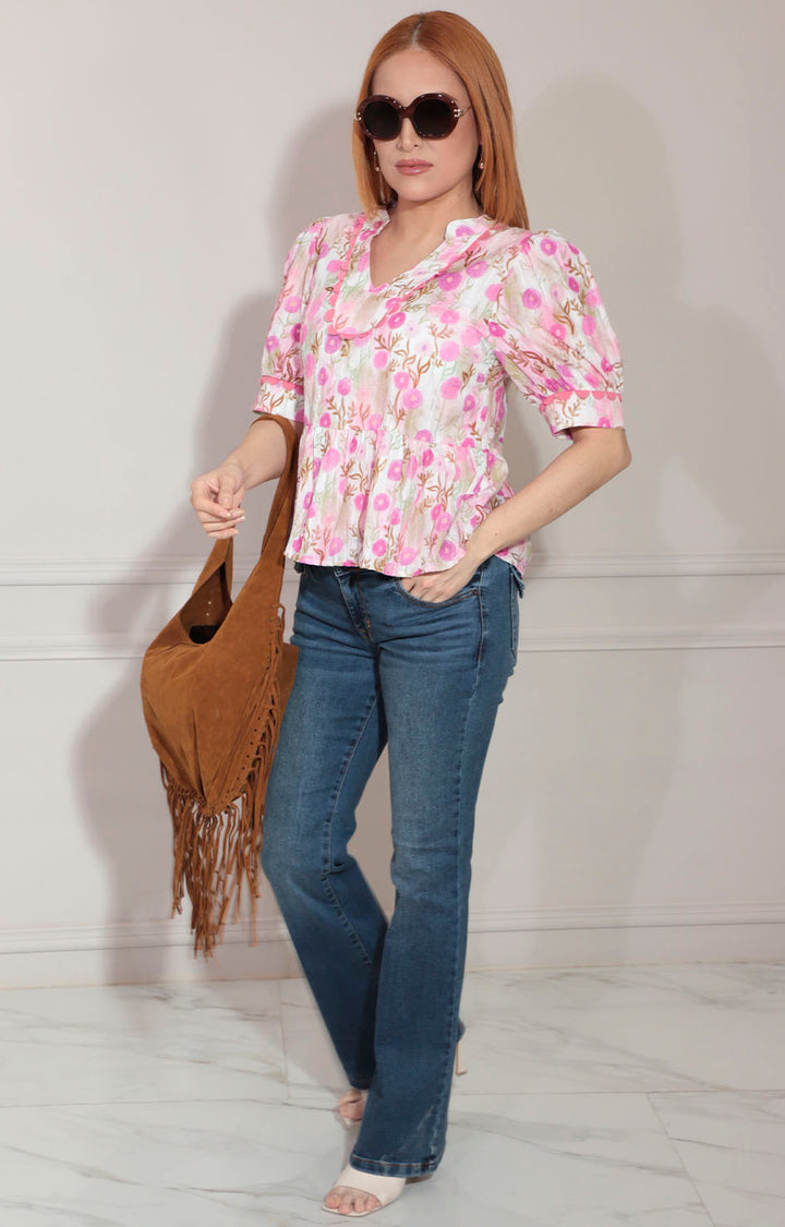 Blusa rosa estampada - BLUSA Boutiquemirel 