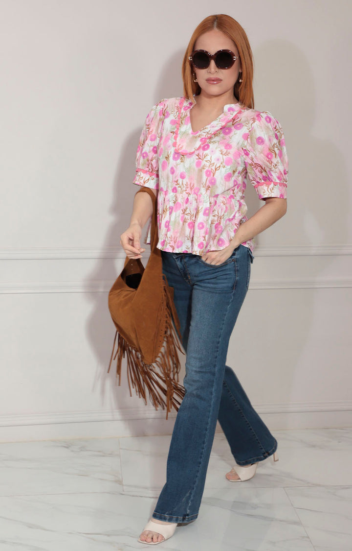 Blusa rosa estampada - BLUSA Boutiquemirel 