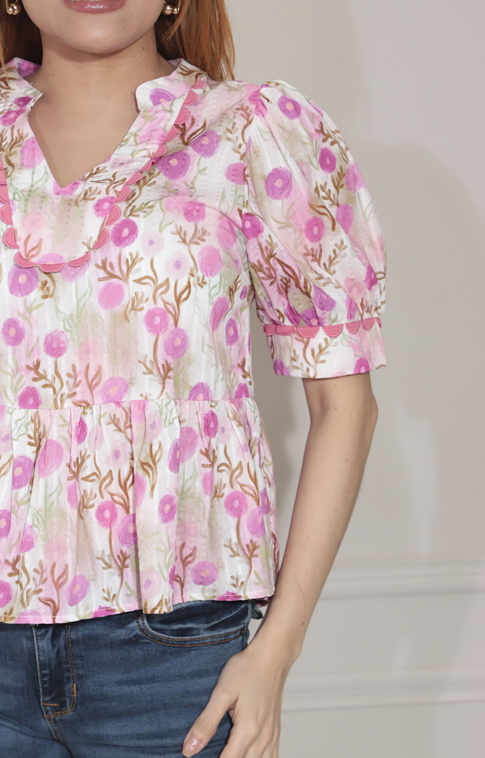 Blusa rosa estampada - BLUSA Boutiquemirel 