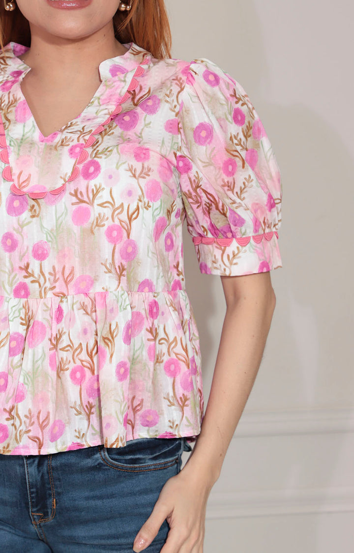 Blusa rosa estampada - BLUSA Boutiquemirel 