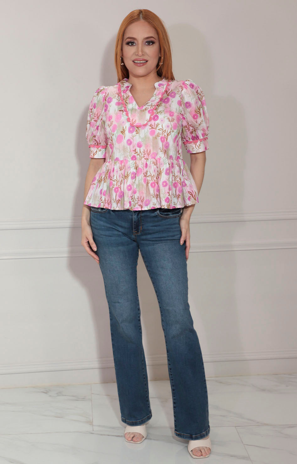 Blusa rosa estampada - BLUSA Boutiquemirel 