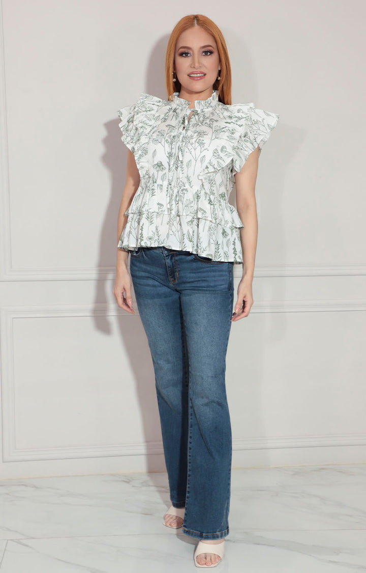 Blusa con hojas verdes - BLUSA Boutiquemirel 