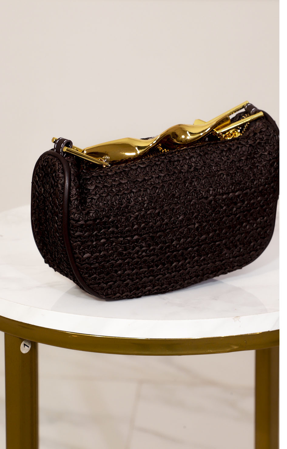 Bolsa negra tejida con broche - BLUSA Boutiquemirel 