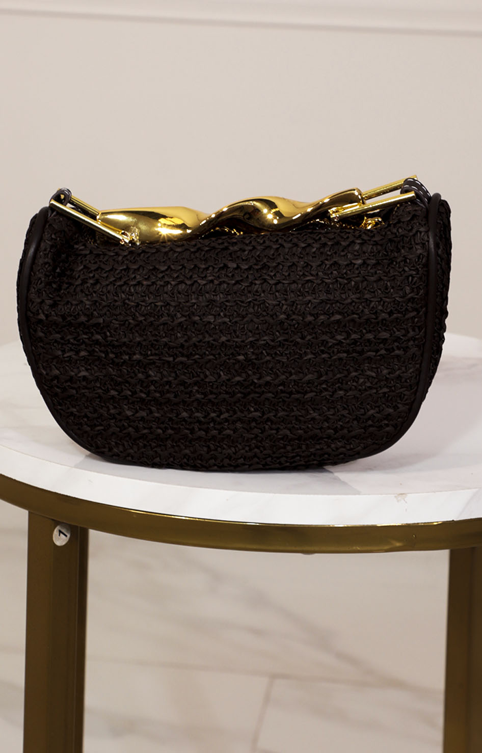 Bolsa negra tejida con broche - BLUSA Boutiquemirel 