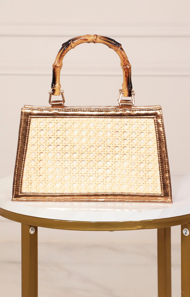 Bolsa estructura dorada con asa tipo bambú - BLUSA Boutiquemirel 