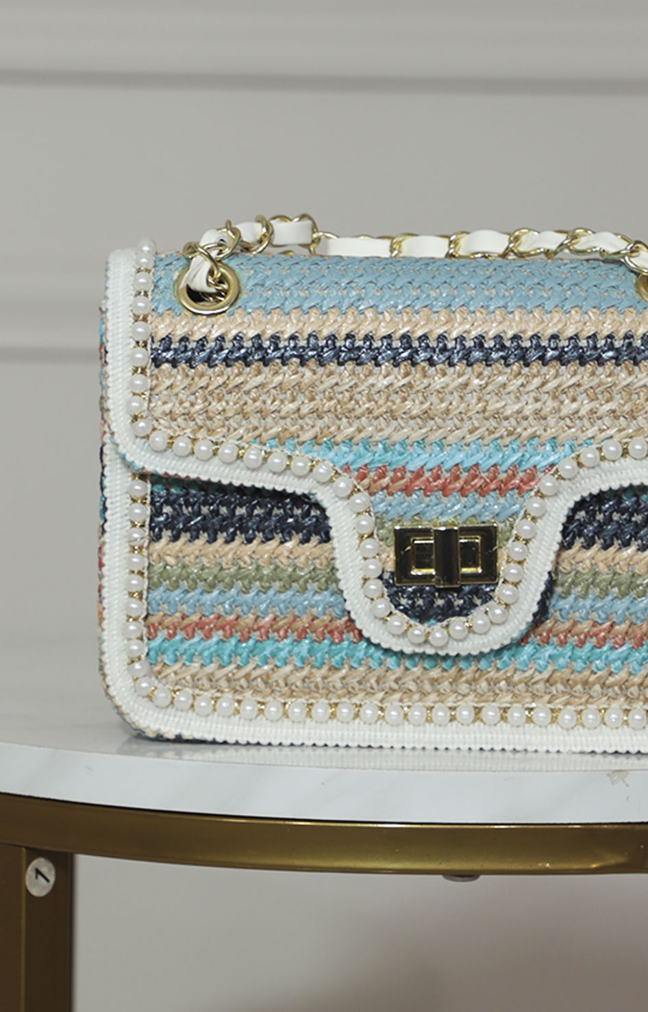 Bolsa multicolor tejida con perlas - BLUSA Boutiquemirel 