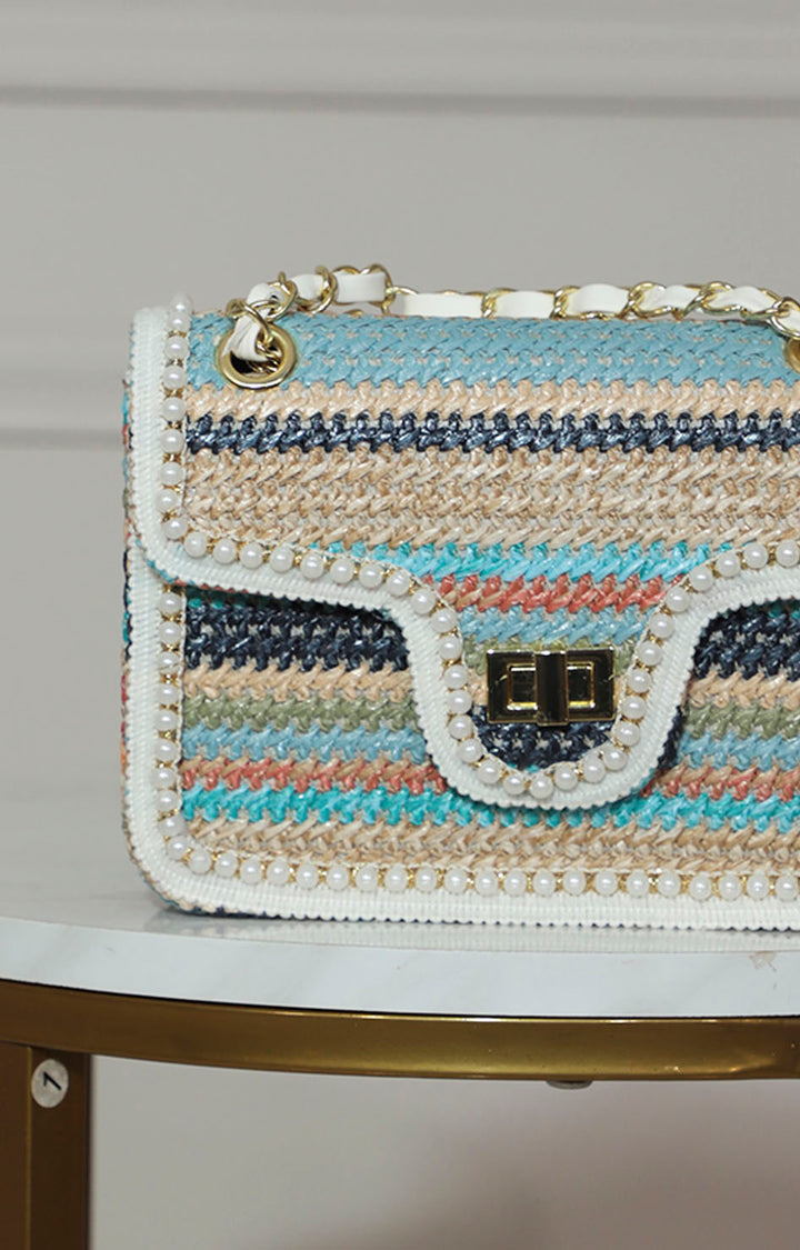 Bolsa multicolor tejida con perlas - BLUSA Boutiquemirel 