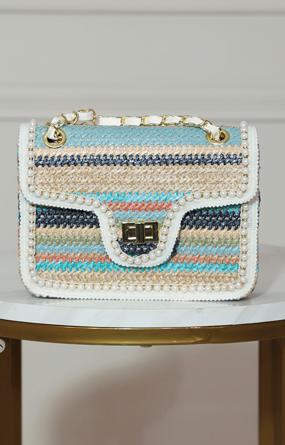 Bolsa multicolor tejida con perlas - BLUSA Boutiquemirel 