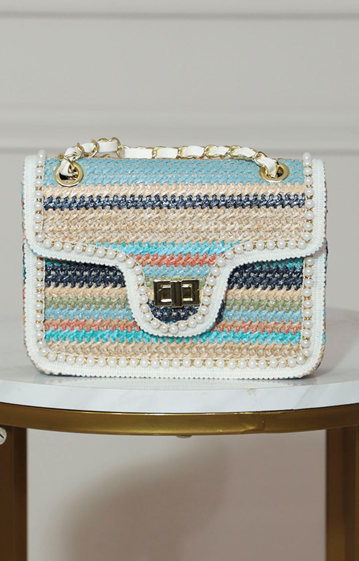 Bolsa multicolor tejida con perlas - BLUSA Boutiquemirel 