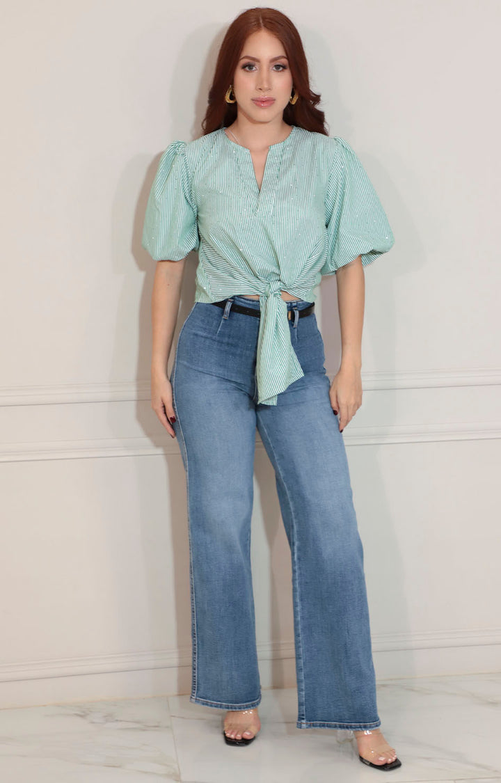 Blusa con líneas verdes - BLUSA Boutiquemirel 