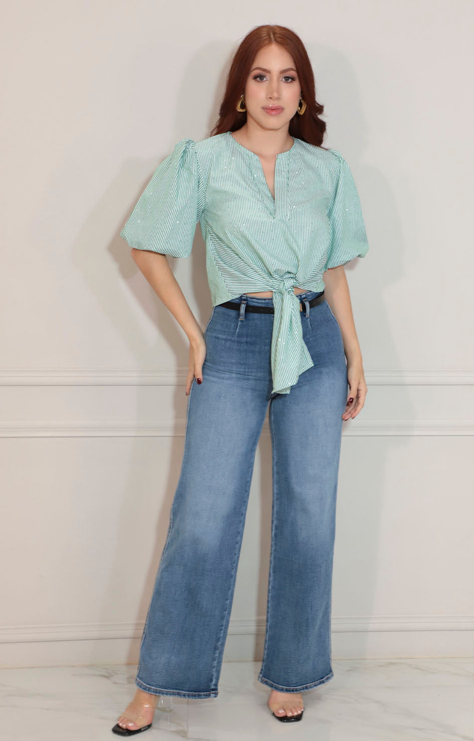 Blusa con líneas verdes - BLUSA Boutiquemirel 
