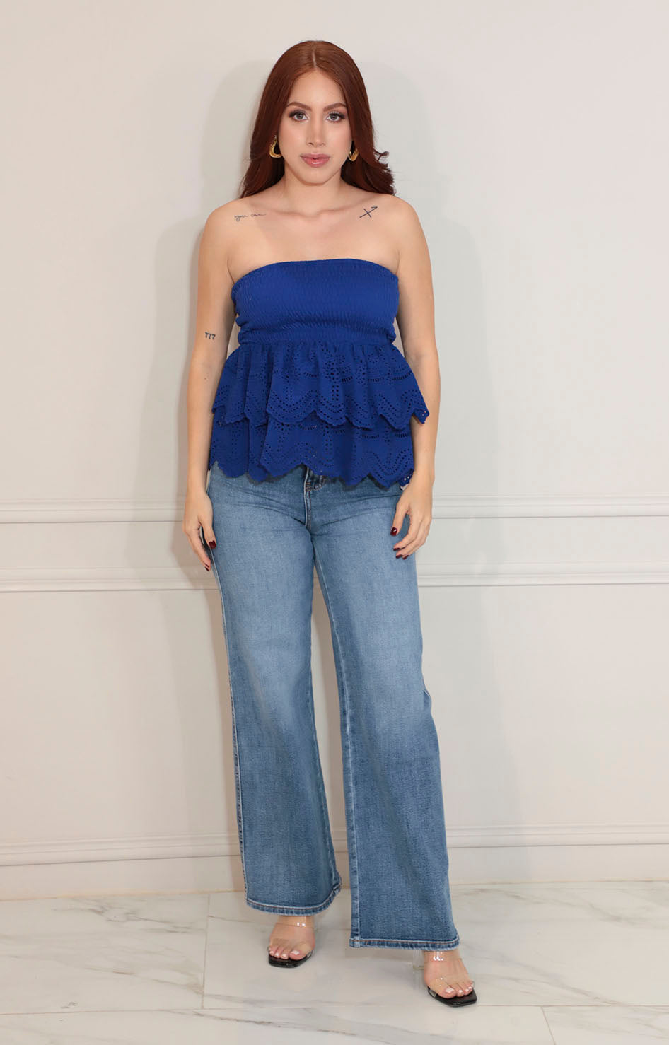 Blusa azul straple - BLUSA Boutiquemirel 