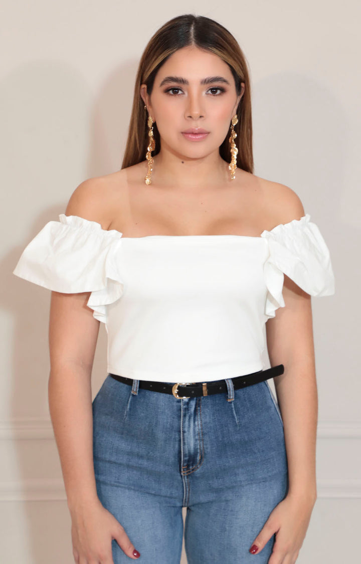 Top blanco con olanes - BLUSA Boutiquemirel 