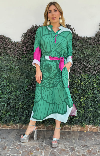 Maxi vestido verde estampado - Boutiquemirel