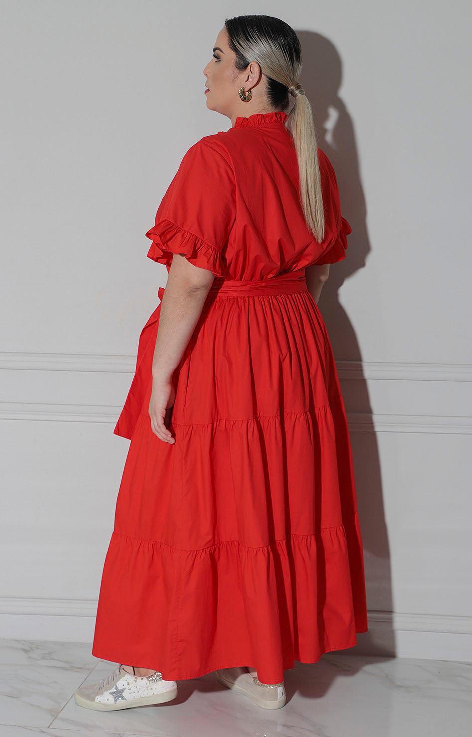 Vestido rojo con lazo - VESTIDO LARGO CURVY Boutiquemirel 