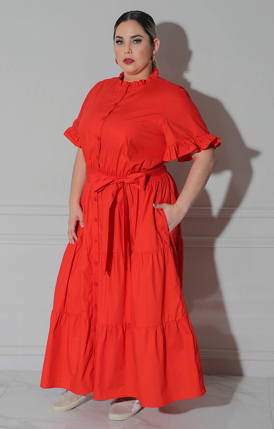 Vestido rojo con lazo - VESTIDO LARGO CURVY Boutiquemirel 