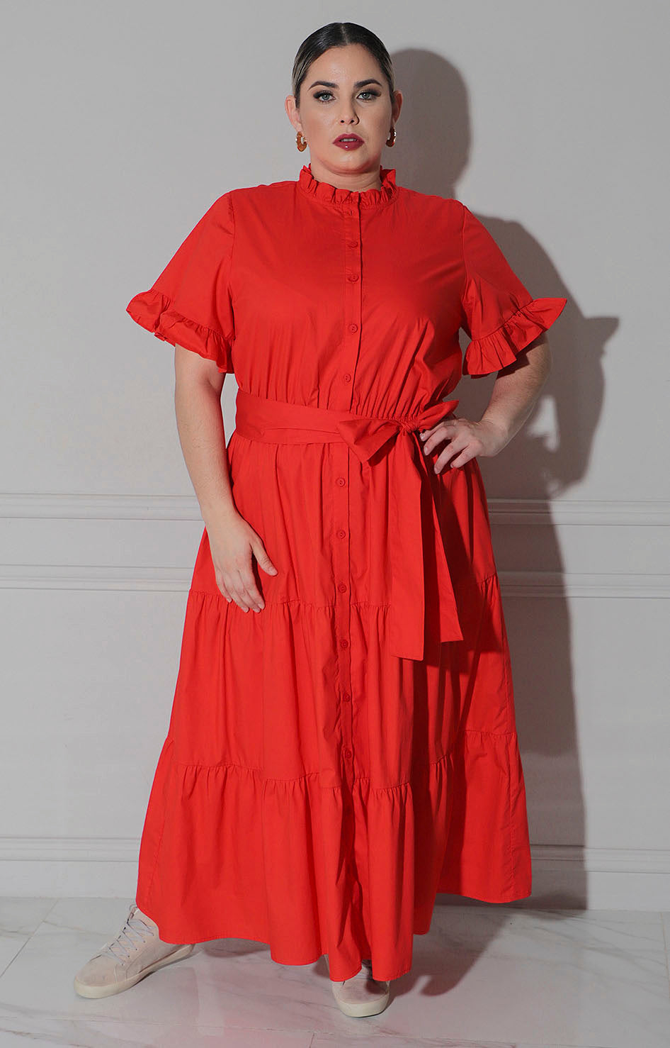 Vestido rojo con lazo - VESTIDO LARGO CURVY Boutiquemirel 