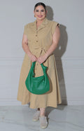 Vestido beige con botones frontal - VESTIDO LARGO CURVY Boutiquemirel 