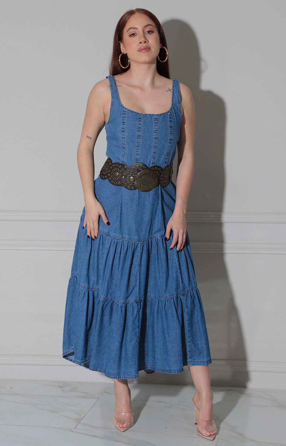 Vestido de mezclilla con cinturón - VESTIDO Boutiquemirel 