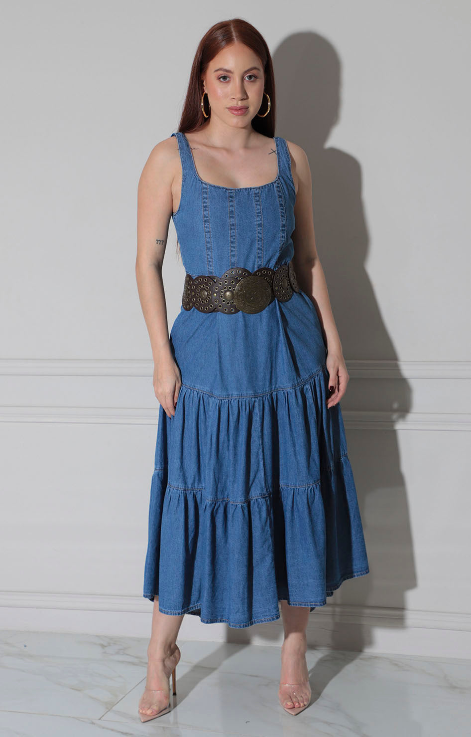 Vestido de mezclilla con cinturón - VESTIDO Boutiquemirel 