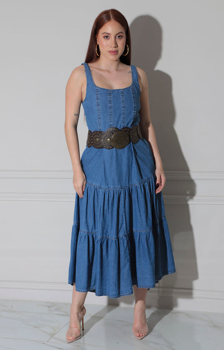 Vestido de mezclilla con cinturón - VESTIDO Boutiquemirel 