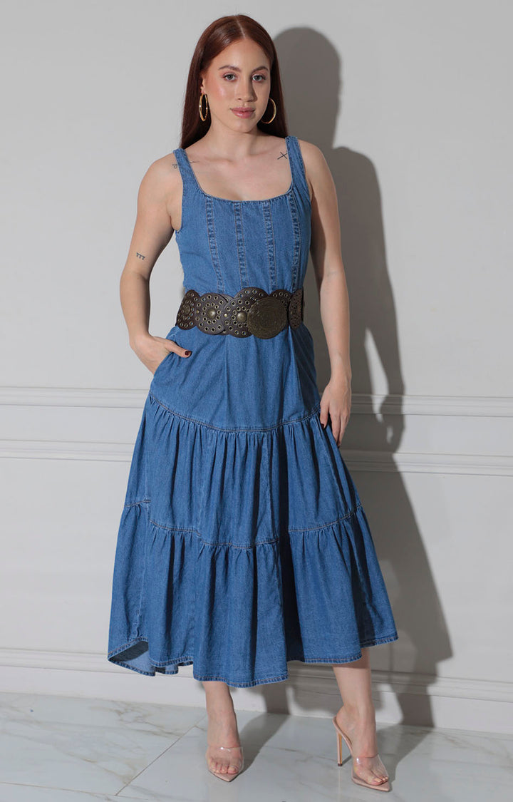 Vestido de mezclilla con cinturón - VESTIDO Boutiquemirel 