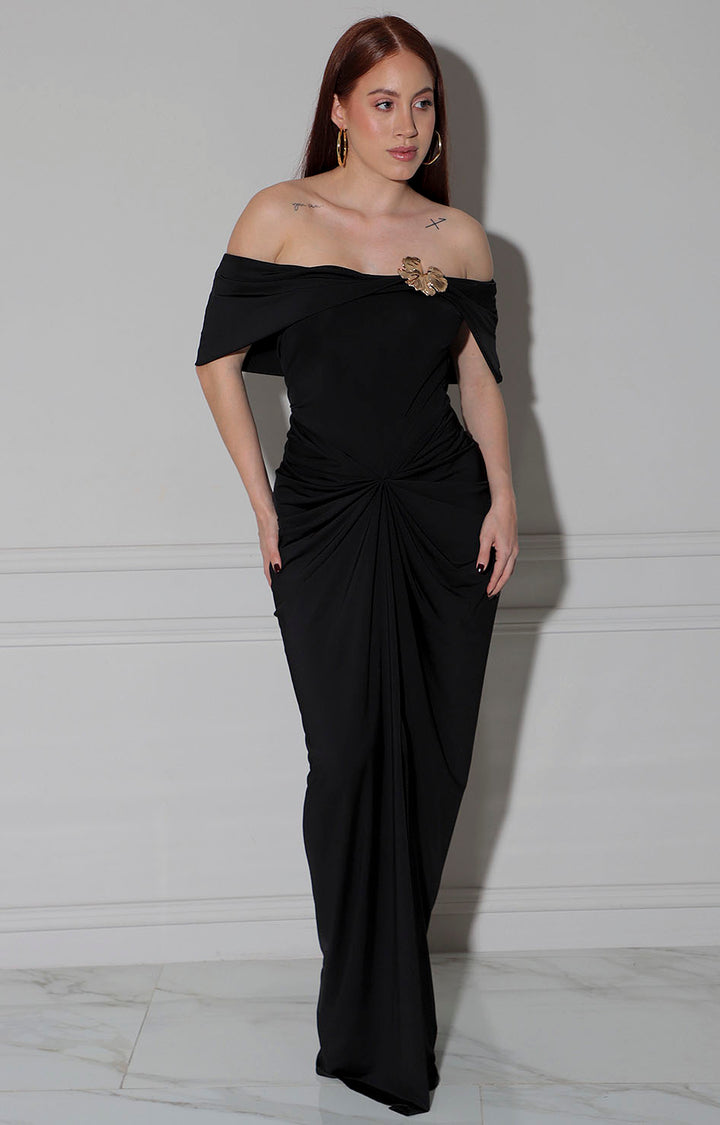 Vestido negro con fruncido - VESTIDO Boutiquemirel 