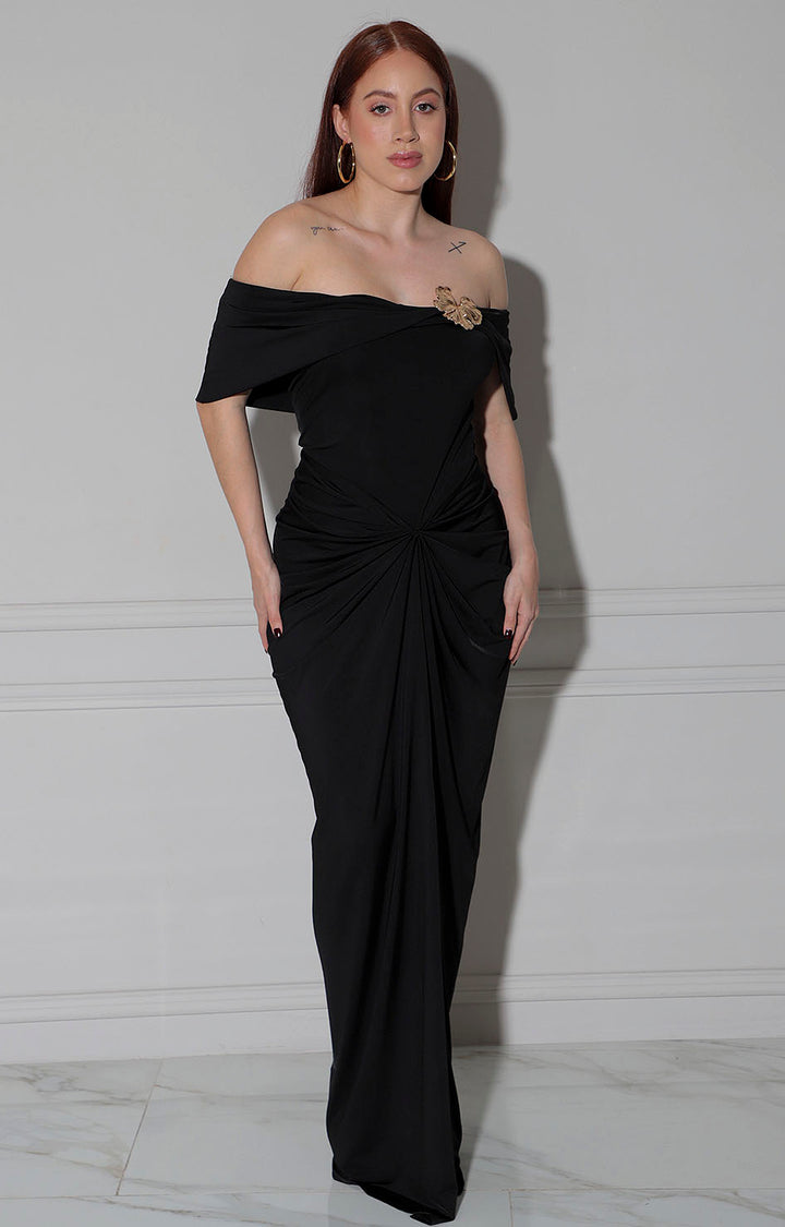 Vestido negro con fruncido - VESTIDO Boutiquemirel 