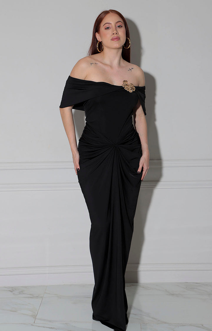 Vestido negro con fruncido - VESTIDO Boutiquemirel 