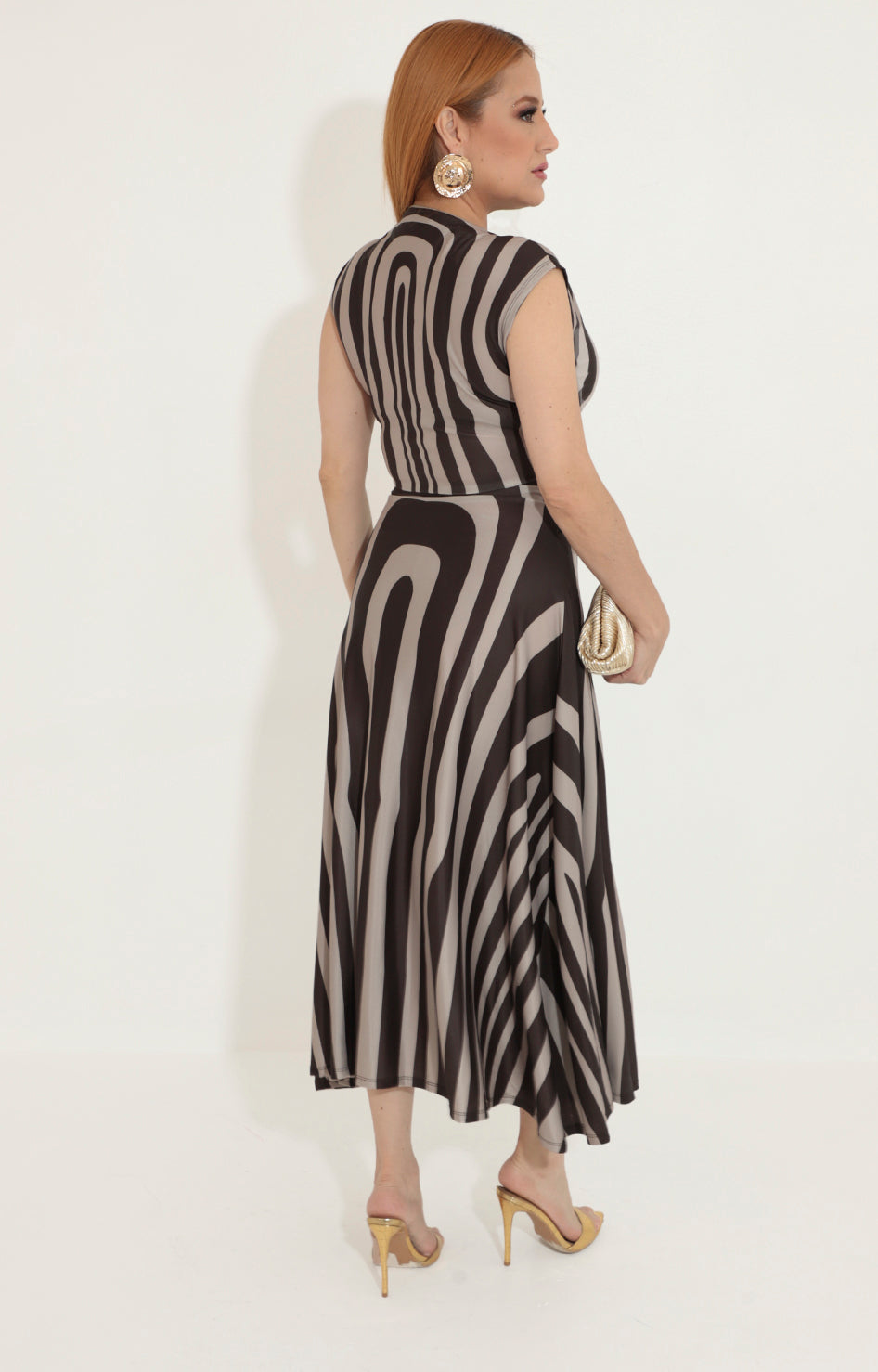 Vestido café estampado - VESTIDO Boutiquemirel 