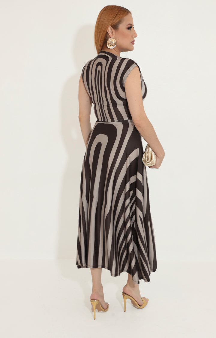 Vestido café estampado - VESTIDO Boutiquemirel 