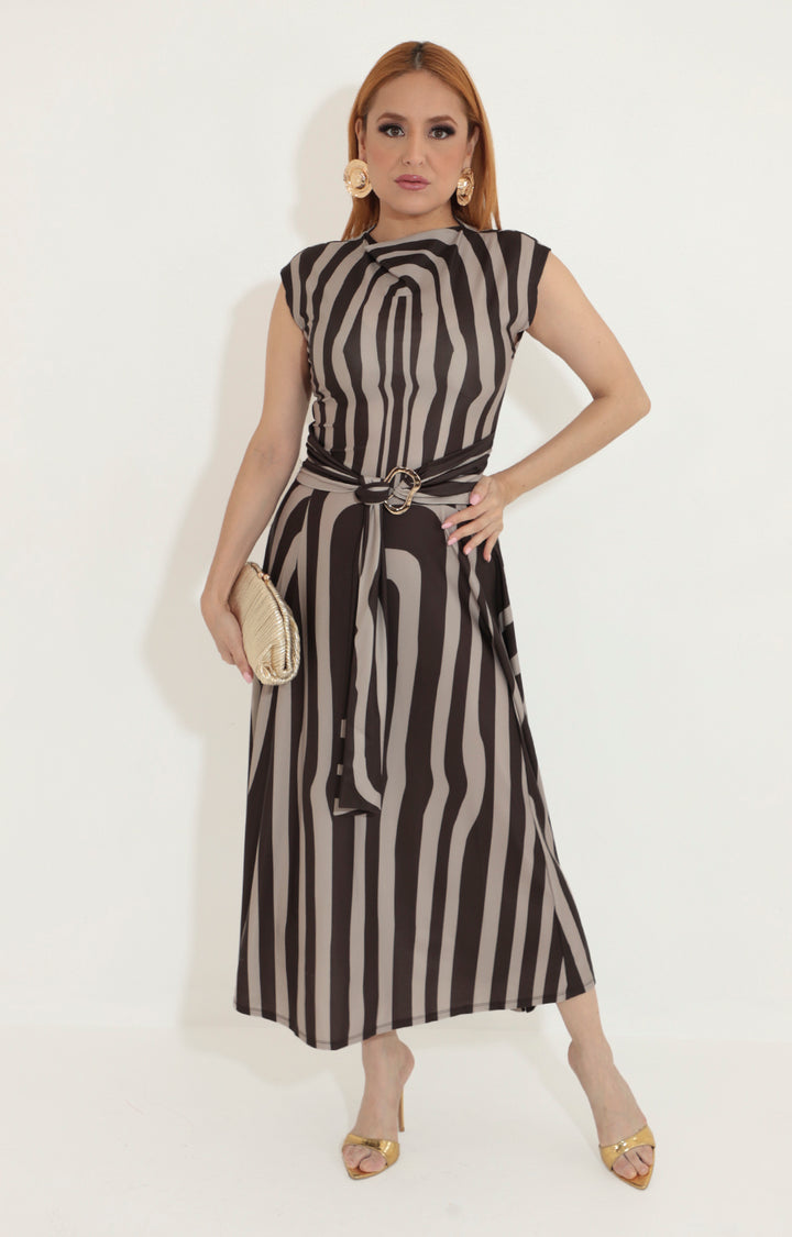 Vestido café estampado - VESTIDO Boutiquemirel 