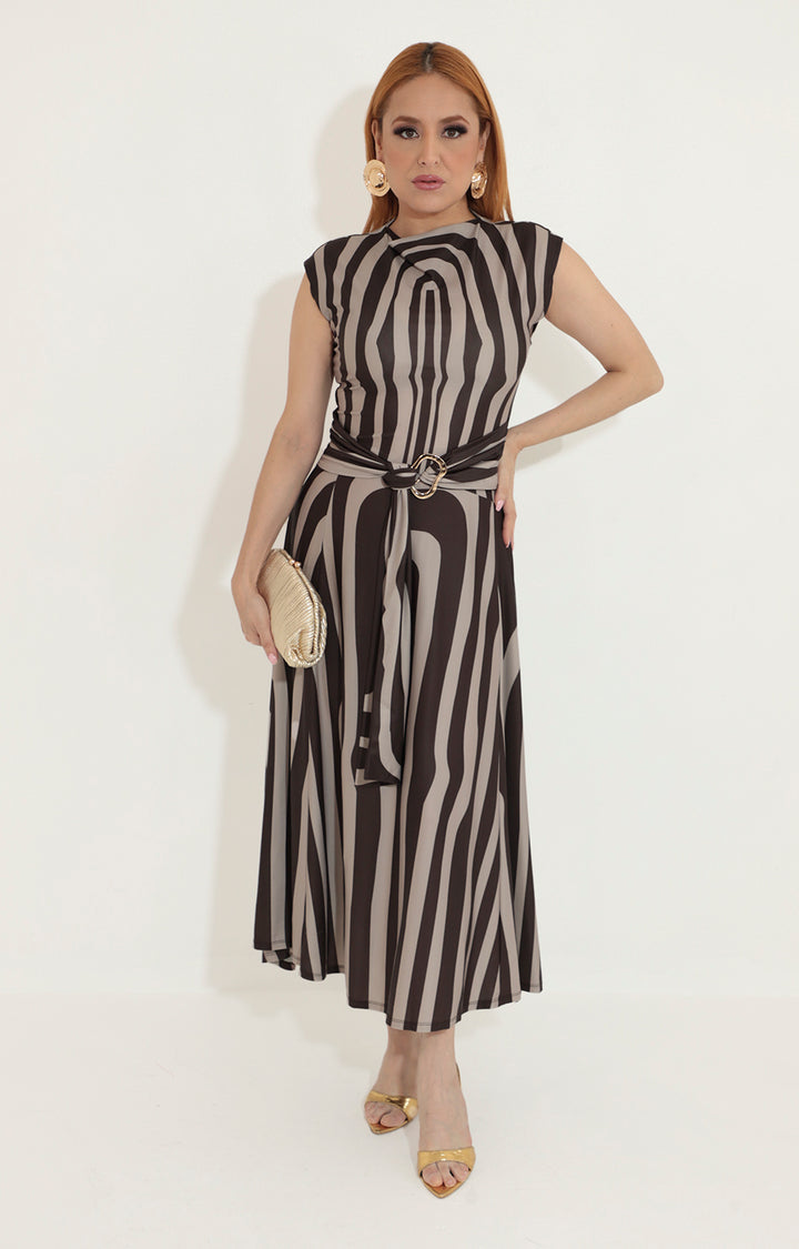 Vestido café estampado - VESTIDO Boutiquemirel 